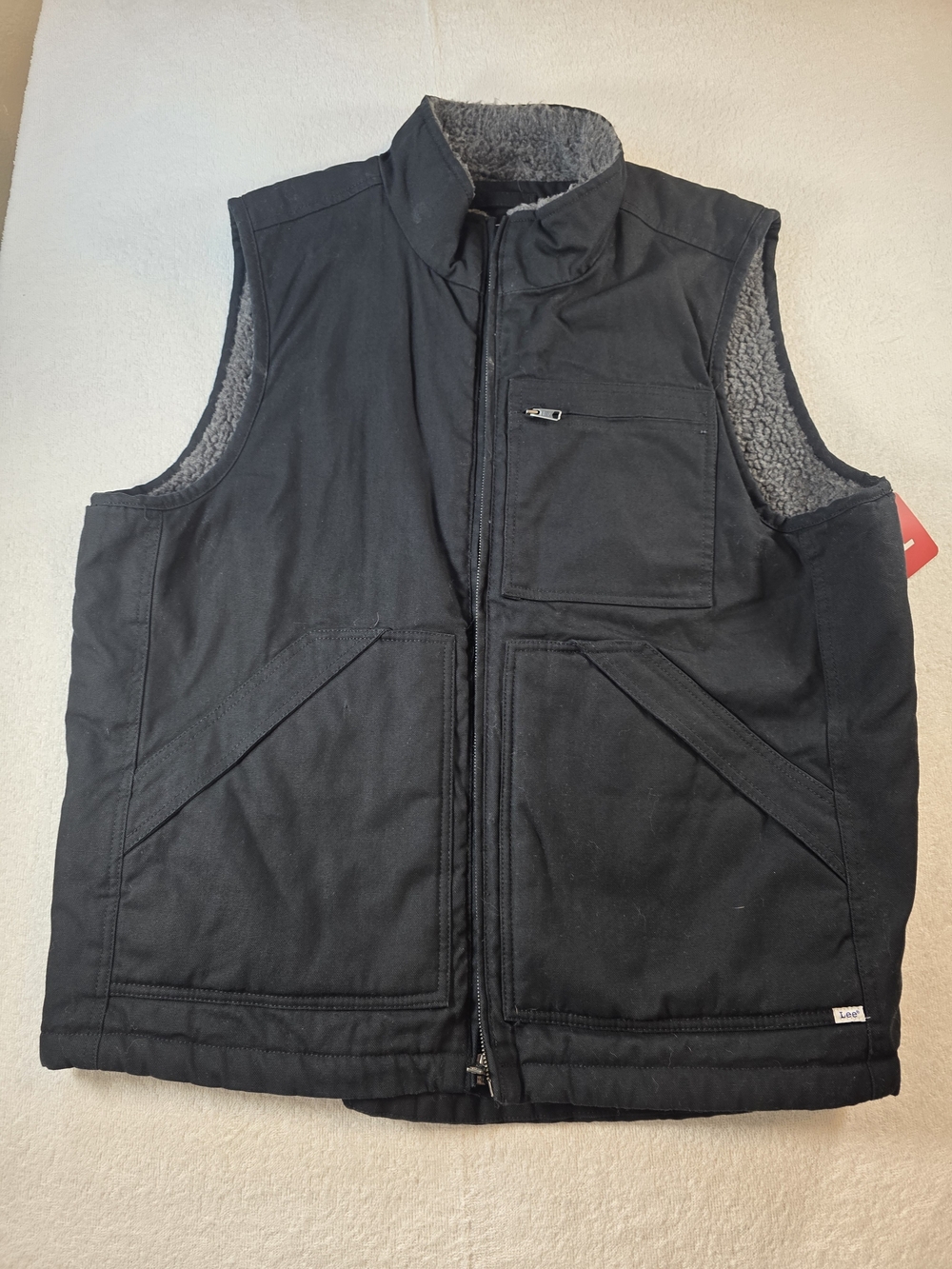 LEE Men's Black Sherpa-Lined Utility Vest
